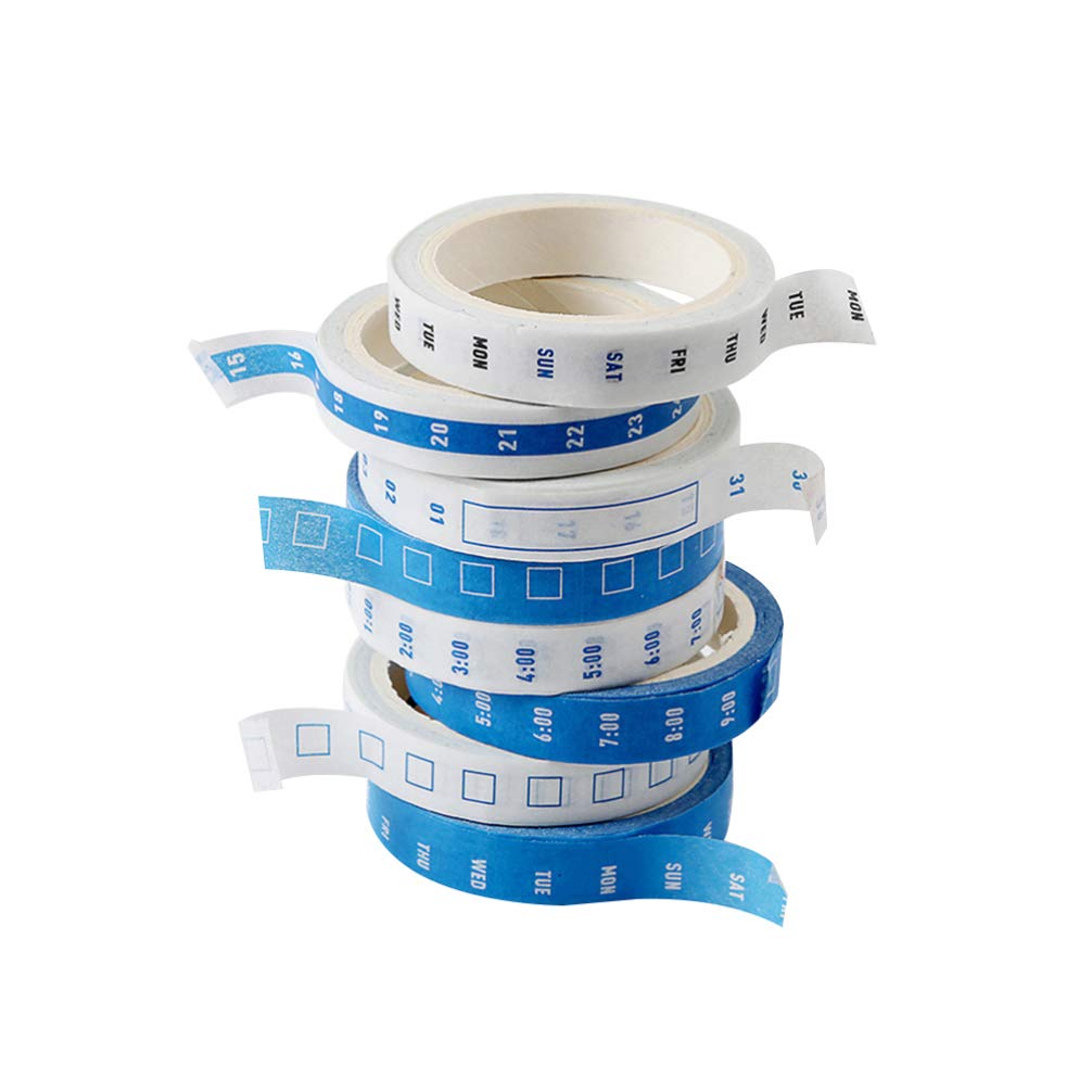 NUOBESTY Masking Washi Tape Set Day of The Week Washi Tape Date Week Time Grid Washi Paper Tapes Decorative Stationery Masking Tape Planner Sticker 8 Rolls