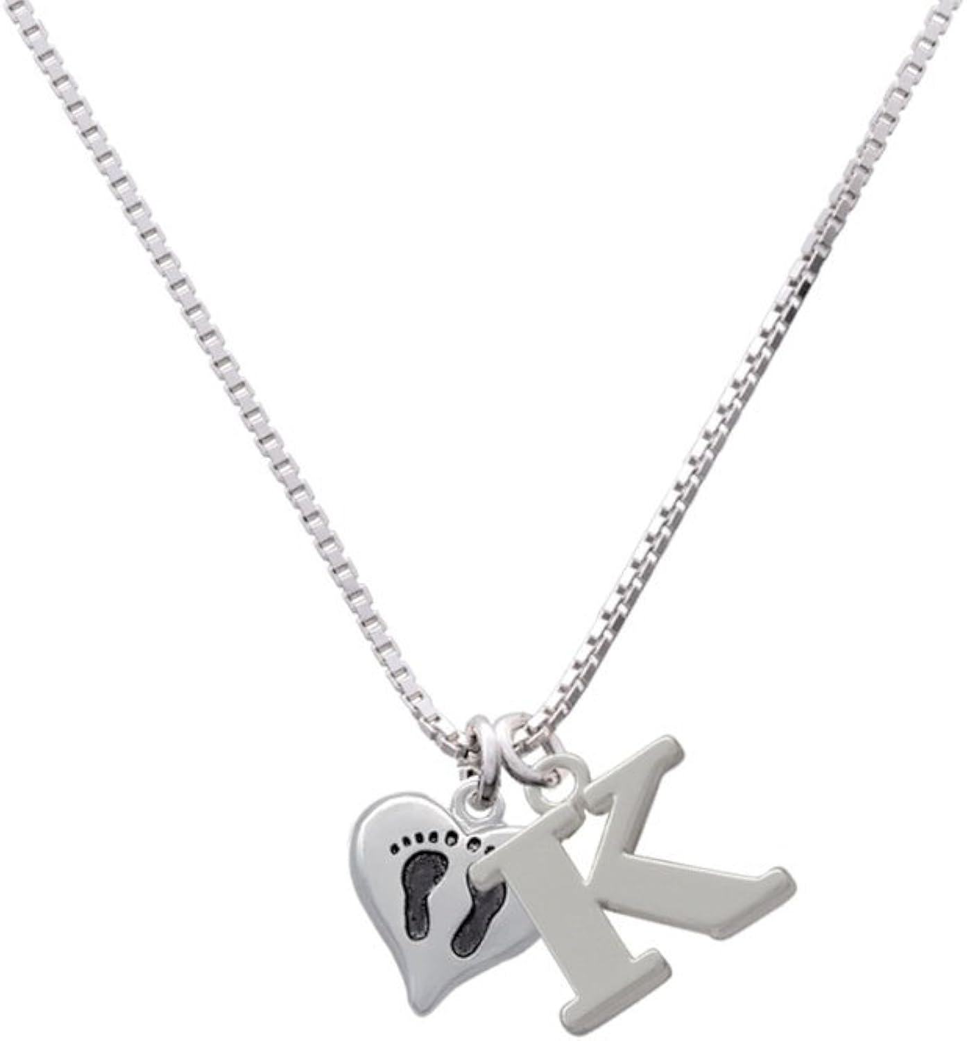 Delight Jewelry Small Heart with Baby Feet Capital K