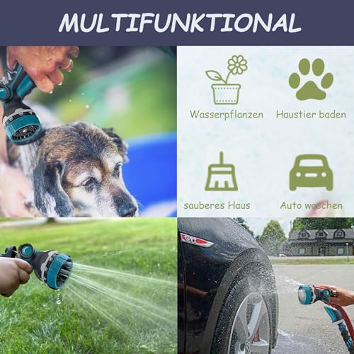 Efymosce Expandable Hose, Flexible Garden Hose with 10 Functions Gun, Retractable Terrace Hose Nozzle with 3/4 Inch 1/2 Inch Connector, Garden Hose Irrigation Connectors Accessories (50FT)