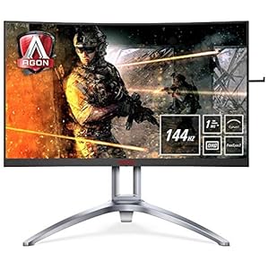 AOC AGON AG273QCX 27 Inch Curved VA LED QHD (2560 x 1440) HDR 400 Freesync 144Hz Gaming monitor with Built-in speakers. (VGA, HDMI x 2, DisplayPort x 2, USB 3.0 x 4) - Black/Red