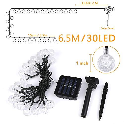 Lichterkette Solar Aussen, Vegena Warmweiß LED Lichterkette Solarlampen Außen Kristall Kugel 6.5M 30 LEDs IP65… – Bild 8
