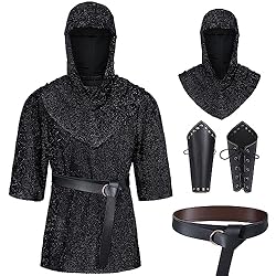 Renaissance Faux Chain Mail Armor Tunic Shirt Coif