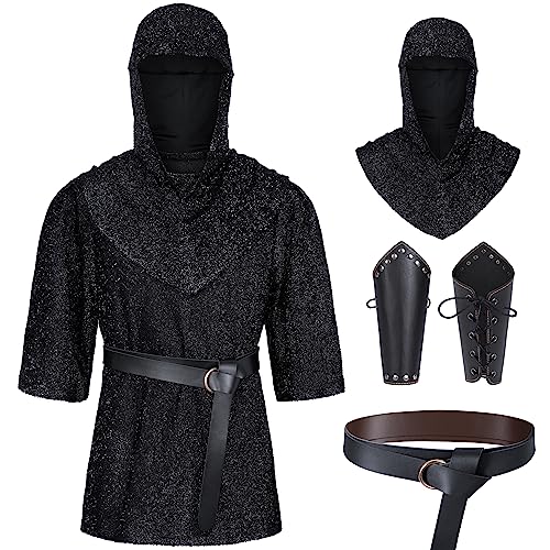 Renaissance Faux Chain Mail Armor Tunic Shirt Coif