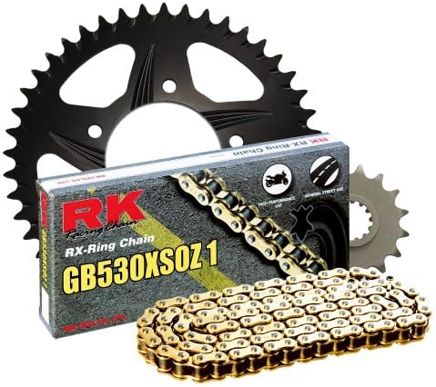 RK Racing Chain 1102-044AK Black Aluminum Rear Sprocket and GB530XSOZ1 Chain OE Replacement Kit