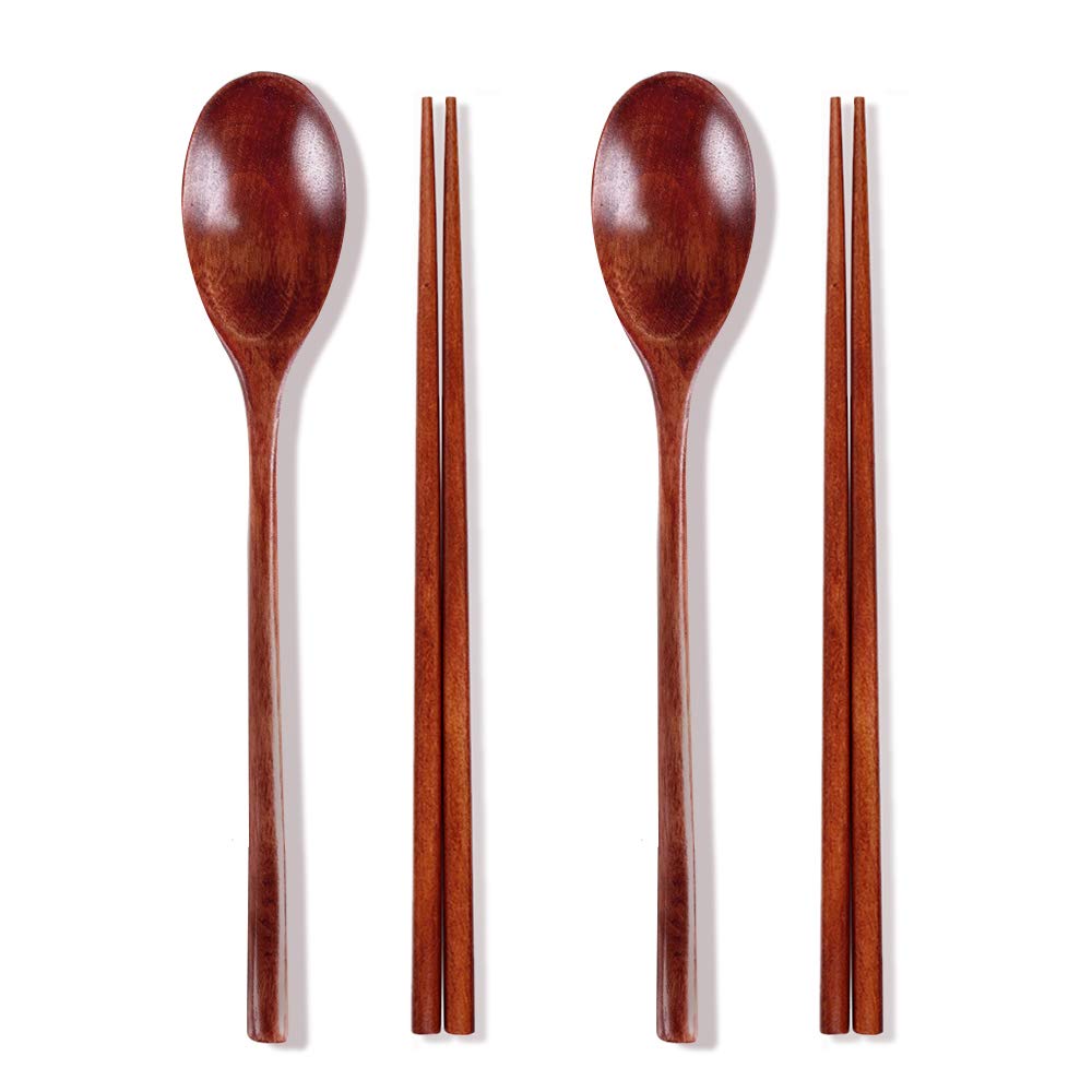 Ecloud Shop® Wooden spoon chopsticks sets Korean dinnerware combinations 2pcs