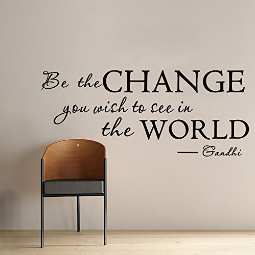 LUCKKYY Inspirational Wall Decals Quotes,Word Wall Sticker Quotes,Motivational Wall Decal,Family Inspirational Wall Art Sticker (Be Change-Black)