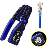 RJ45 Crimp Tool Pass Through Cutter for Cat6 Cat5 Cat5e 8P8C Modular Connectors All-in-one Wire Tool