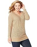 Just My Size Women's Plus Size Lightweight V-Neck Tunic, Antique Wood Stripe, 2X