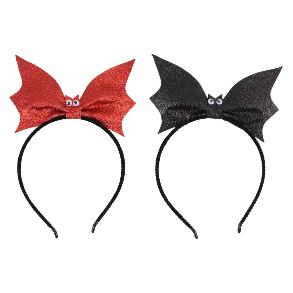 minkissy 2pcs Bat Headband Glitter Headbands for Women Ear Sparkle Halloween Glitter Bat Hair Bands Vintage Halloween Cosplay s Hair Photo Props