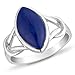 925 Sterling Silver Blue Lapis Lazuli Gemstone Marquise Shape Band Ring Jewelry Size 7 - Nickel Free
