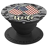 US Flag Military Dog Tag Camo PopSocket Wife Of A