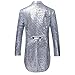 Mens Tails Slim Fit Tailcoat Sequin Dress Coat Swallowtail Dinner Party Wedding Blazer Suit Jacket Silver
