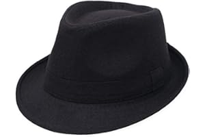 ericotry 1pcs Black Wide Frim Felt Fedora Hat Trilby Hat for Men (M)