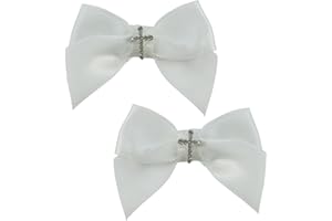 NIHAO BABY Baptism Off White Satin 1.7 Inches Mini Bows with delicate Cross Small 1.4 Inches Alligator Clip