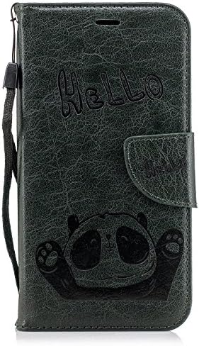 For Samsung Galaxy S8 Plus Case, S8+ Case PU Leather Wallet Phone Protective Cover [Kickstand & Wrist Strap][Green Hello Panda] Flip Full Body With Credit Card Slot Magnetic Closure Stand Accessories