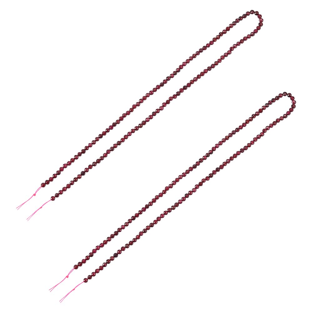 Hobbspring About 218Pcs Natural Garnet Beads 3mm Faceted Gemstone Beads Mini Gemstone Spacer Beads Red Loose Beads 2 Stands Small Beads Strands for Bracelet Necklace Earring Jewelry Making