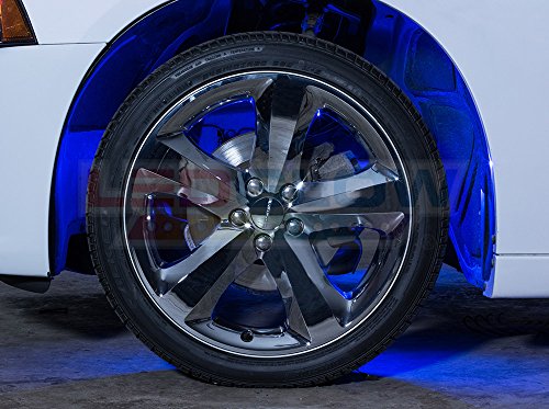 LEDGlow 4pc Blue LED Wheel Well Fender Light Kit - Flexible Waterproof Tubes - Includes Wireless Remote