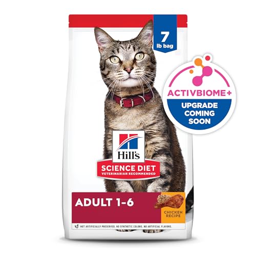 HILL’S SCIENCE DIET ADULT 1-6, ADULT 1-6 PREMIUM NUTRITION, DRY CAT FOOD, CHICKEN RECIPE, 7 LB BAG
