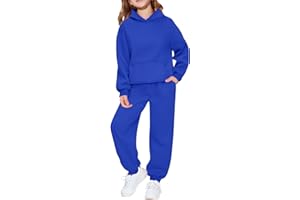 Hoodie Sweatsuit Set for Boys Girls 2 Piece Hooded Sweatshirt Jogger Sweatpants Tracksuit Kids Athletic Solid Outfits