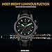 HOWK Men's Stopwatch with Date Analog Black Luminous Dial Stainless Steel Case and Leather Band