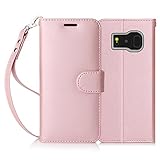 FYY Galaxy S8 Plus Case,[RFID Blocking wallet] 100% Handmade Wallet Case Stand Cover Credit Card Protector for Samsung Galaxy S8 Plus Rose Gold