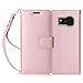 FYY Galaxy S8 Plus Case,[RFID Blocking wallet Case] 100% Handmade Flip Folio Case [Kickstand Feature] With ID&Credit Card Protector for Samsung Galaxy S8 Plus(NOT for S8) Rose Gold