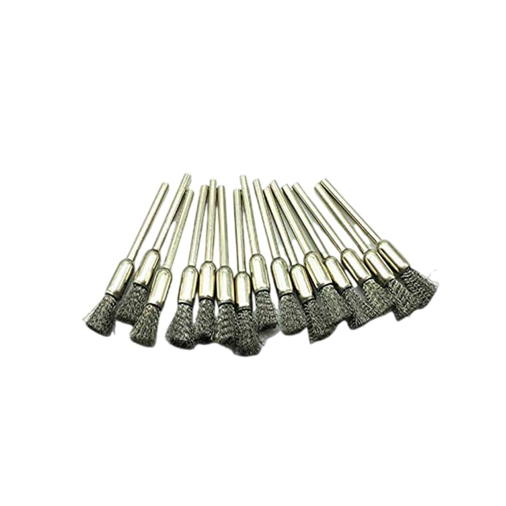 BE-TOOL Steel Wire Brush Polishing Wheels Set Kit for Rotary Tool Drill Bit - 3 Mode, 15 Pcs Pencil Wire Brush