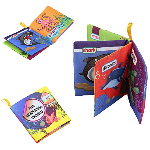 Bluefringe Baby Book,Early Learning Intelligence Development Cloth Crinkle Fabric Book Educational Toy Games - Thumbnail 3