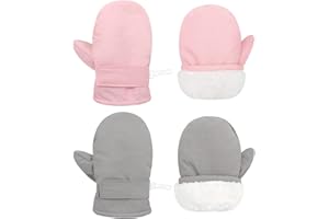Sarfel 2 Pairs Toddler Gloves Waterproof Toddler Winter Mittens for Kids Snow Gloves Warm Baby Winter Mittens for Boys Girls