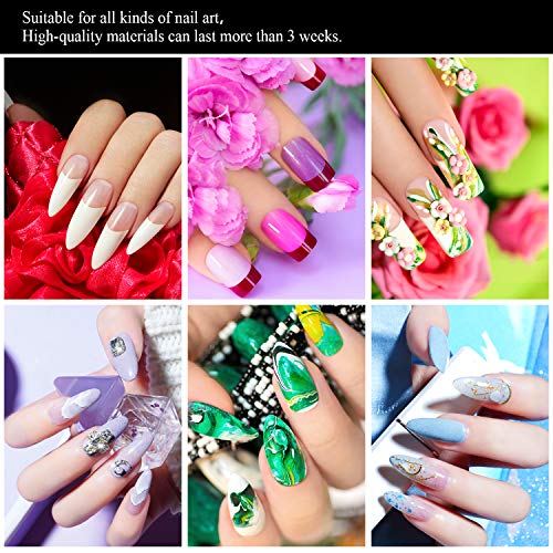 MAQUITA 600PCS Clear Acrylic Nail Tips and French Style Fake Nails Kit Full Cover False Ballerina Nail Tip 10 Different Sizes with Plastic Box for DIY Salon Nail Art