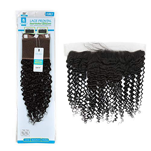 Sedittyhair Malaika Curly Frontal Closure, Ear to Ear Closure with Baby Hair,13x4, Free Part,9A Grade Peruvian Hair Quality Lace Closure -16inch