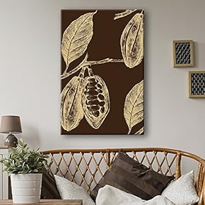 Canvas Wall Art - Hand Drawn Coffee Seeds on The Plant - Giclee Print Gallery Wrap Modern Home Art Ready to Hang - 12x18 inches