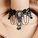 Lace Living Fashion Gothic Vintage Handmade Pearl Bead Lace Victorian Cameo Pendant Dress Choker Necklace