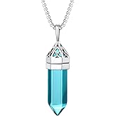 Bestyle Healing Crystal Pendant Celtic Knot Neckclace-Hexagonal Synthetic Birthstone for 12 Months, Celtic Love Statement Gemstone Jewelry