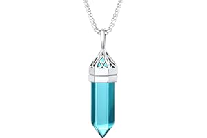 Bestyle Healing Crystal Pendant Celtic Knot Neckclace-Hexagonal Synthetic Birthstone for 12 Months, Celtic Love Statement Gem