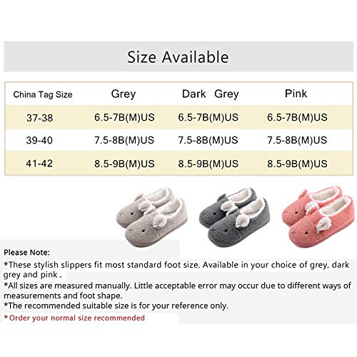 Neeseelily Women Comfort Plush Cozy Home Slippers Animal Non Slip Indoor Shoes (6.5-7B(M) US, Dark Grey) - Thumbnail 4