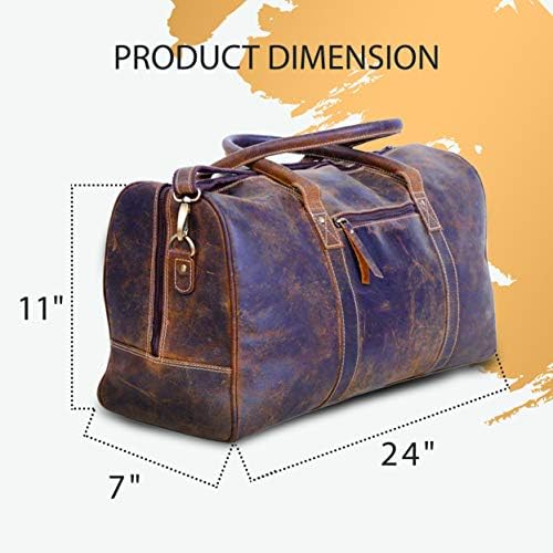KomalC 24 Inch Leather Duffel Bags for Men and Women Full Grain Leather Travel Overnight Weekend Leather Bags Sports Gym Duffel for Men (Brown Distressed Tan) 6 KomalC 24 Inch Leather Duffel Bags for Men and Women Full Grain Leather Travel Overnight Weekend Leather Bags Sports Gym Duffel for Men (Brown Distressed Tan)