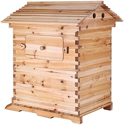 GKPLY Bee Hive Frames Wooden House Insect Home Cultivate Pollinator Bees Auto Flow Honey Hive to Improve Garden/Backyard