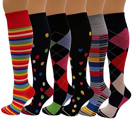 6 pair Dr Shams Compression Socks 9-11 Multicolored 15-20mmHg strength