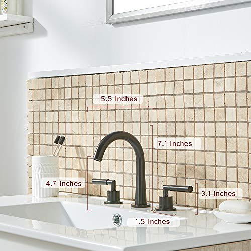 VESLA HOME 3-Hole Morden High Arch Widespread Two Handles Black Finish Bathroom Faucet, Bathroom Sink Faucet