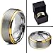 Tungsten Wedding Band Ring 8mm for Men Women Comfort Fit 18K Yellow Gold Plated Beveled Edge Brushed Polished