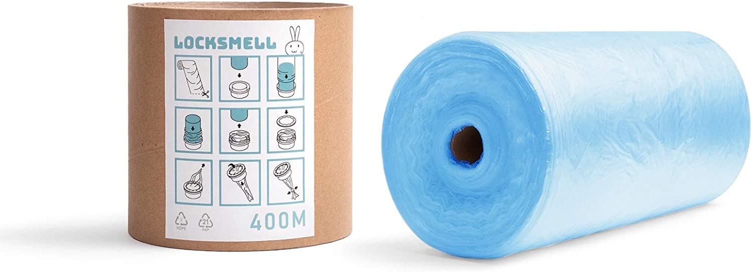 LOCKSMELL Nappy Bin Liner Compatible with Tommee Tippee Sangenic & Other Nappy Bin Cartridges | Made from Recycled Materials | Equivalent to 32 Sangenic Refills + REFILL TUBE (400 m)