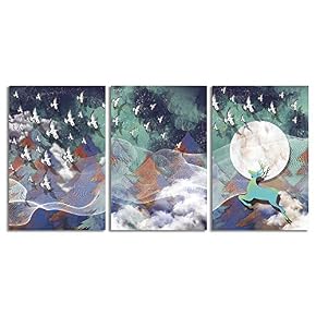 NWT Canvas Wall Art Abstract Deer in Forest...