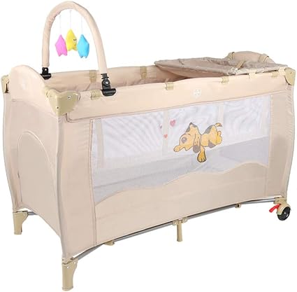 Lit Parapluie Bebe Pliant Lit De Voyage Pour Enfant Avec Sac De Transport Beige Amazon Fr Bebes Puericulture