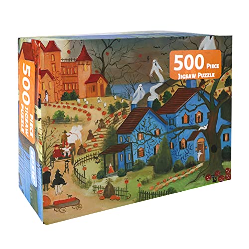 Halloween Haunted Castle 500 Pieces Jigsaw Puzzles for Adults, Halloween Decoration for Family Party Holiday