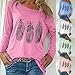 Mlide Womens Long Sleeve T-Shirt Casual Oversize Printed Blouse Loose Round Neck Top Tee Greenthumb 2