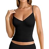 PINKMSTYLE Womens Spaghetti Strap Tank Tops V Neck Double Lined Going Out Summer Top