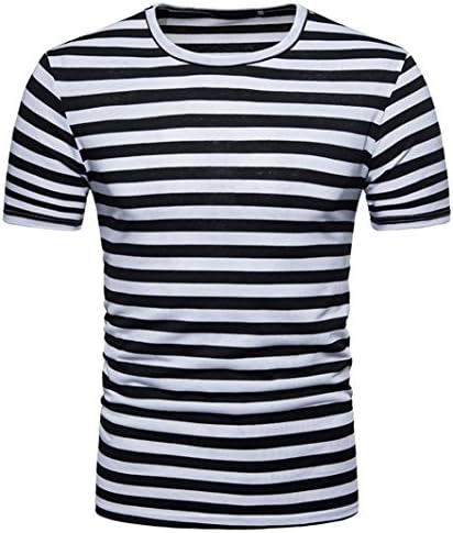 Sunday77 Men's T Shirts, Men Summer Casual Short Sleeve O Neck T-Shirts Tops Fashion Plus Size Striped Blouse Sport Fitness Tees Shirt for Men