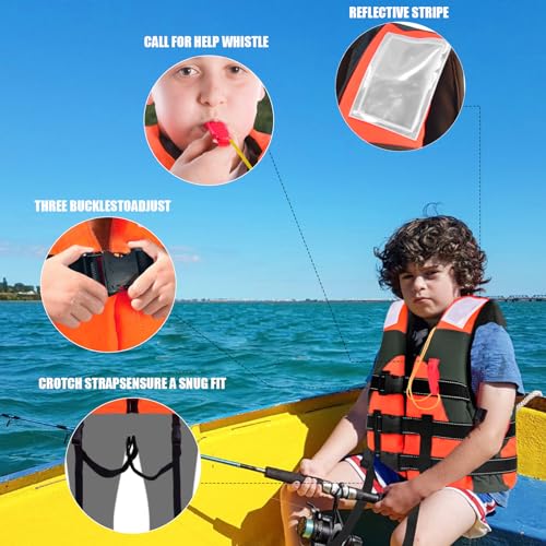 Life Jacket for Children, Ideal Swimming Aid for Boys and Girls, Swimming Jacket with Adjustable Safety Straps, Life Jacket for Water Sports
