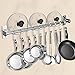 EINFAGOOD Pot Rack, Kitchen Hooks Rack 10 Hooks with Knife Holder and Pot Lid Rack，Stainless Steel Double Pipe, 23.62 in Long (Polished Finish)